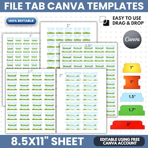 File Tab Templates, Folder Tag Labels, Journal Planner Tab, Editable Drag & Drop