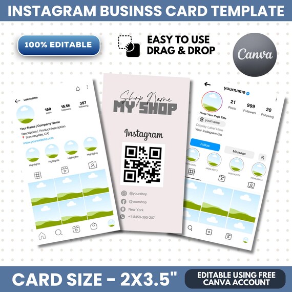 Instagram Business Cards, DIY Canva Business Card Template, Influencer Small Businesses Hair Nails Lahes
