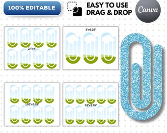 Jumbo Paperclip Editable Canva Template, 4 Sizes Jumbo Paper Clip Sublimation, Bookmark Templates