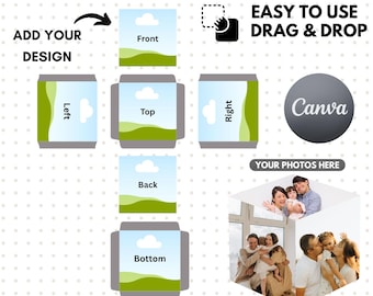 Fotokub Canva-mall, redigerbar minneslåda-design (digital nedladdning)