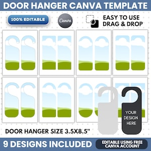 Door Hanger Editable Canva Template, Drag and Drop Door knob Sublimation, Room Service