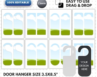 Door Hanger Editable Canva Template, Drag and Drop Door knob Sublimation, Room Service