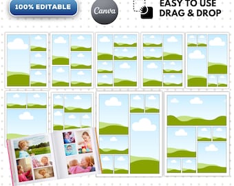 Photo Album Canva Template Bundle, Editable Family Collage Design