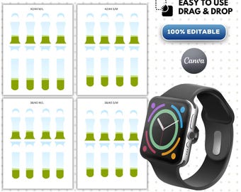 Klockarmband Canva-mallpaket, 4 storlekar iWatch-armbandsjigg sublimeringsmallar