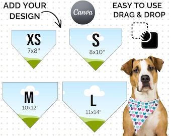 Pet Bandana Collar Template, Editable Canva Dog Bandana Pattern, Sublimation Templates