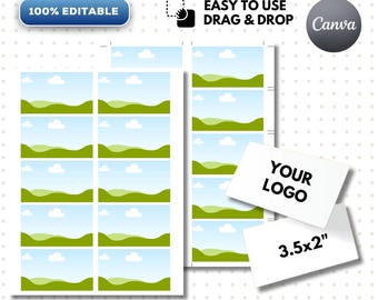Editable Business Card Canva Template, 3.5”x2” Printing Templates, Blank Card Frame