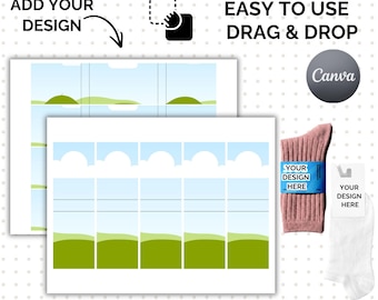 Socks Tag Editable Template, Socks Wrap Label Canva Sublimation, Sock Wrapper, Drag & Drop