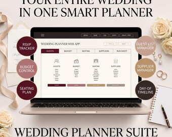 All-in-One Wedding Planner: Guest List, Budget, Seating, Suppliers, Run Sheet (Digital Download)