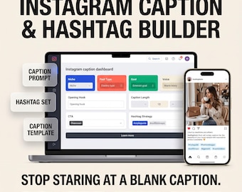 Instagram Caption and Hashtag Generator, AI Content Prompt Builder for Small Business Social Media