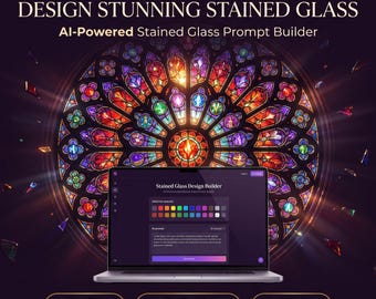 Stained Glass AI Prompt Generator, Pattern Design Builder Tool, Midjourney ChatGPT Coloring Page Prompts