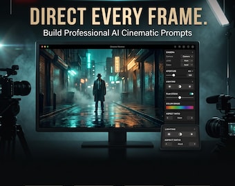 Cinematic AI Prompt Generator, Film Look Camera Shot Prompt Builder Tool, Midjourney ChatGPT Storyboard