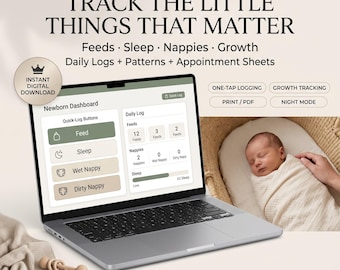 Baby Tracker Newborn Feeding Sleep Diaper Log, Breastfeeding & Bottle Tracker, New Mom Digital Download