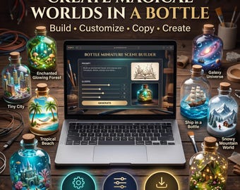 World in a Bottle Prompt Generator, Miniature Scene AI Prompts, Terrarium Midjourney Prompt Builder