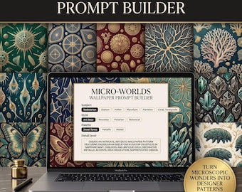 Micro-Worlds Wallpaper Prompt Builder, Seamless Pattern Generator (Digital Download)