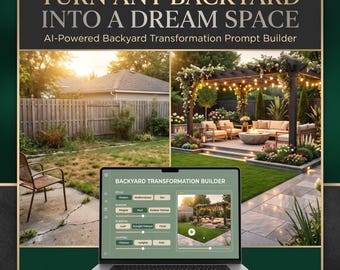 Backyard Transformation AI Prompt Builder, Garden Makeover Tool (Digital Download)