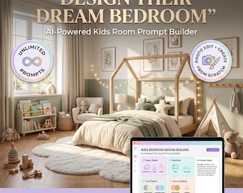 Kids Bedroom Design AI Prompt Builder, Photo-to-Interior Tool (Digital Download)