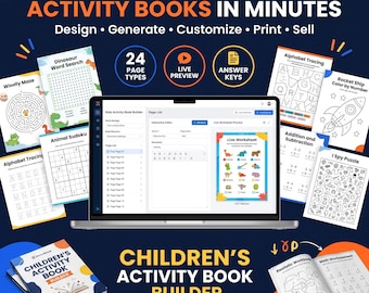 Kids Activity Book Builder, KDP Interior Creator, Printable Puzzle Worksheet Maker, Coloring Word Search