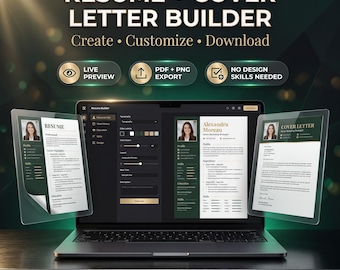 Resume Builder Cover Letter Template ATS Friendly CV Maker Editable Instant Download Job Application