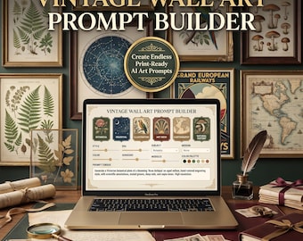 Vintage Wall Art Prompt Builder, AI Art Generator for Antique Prints (Digital Download)