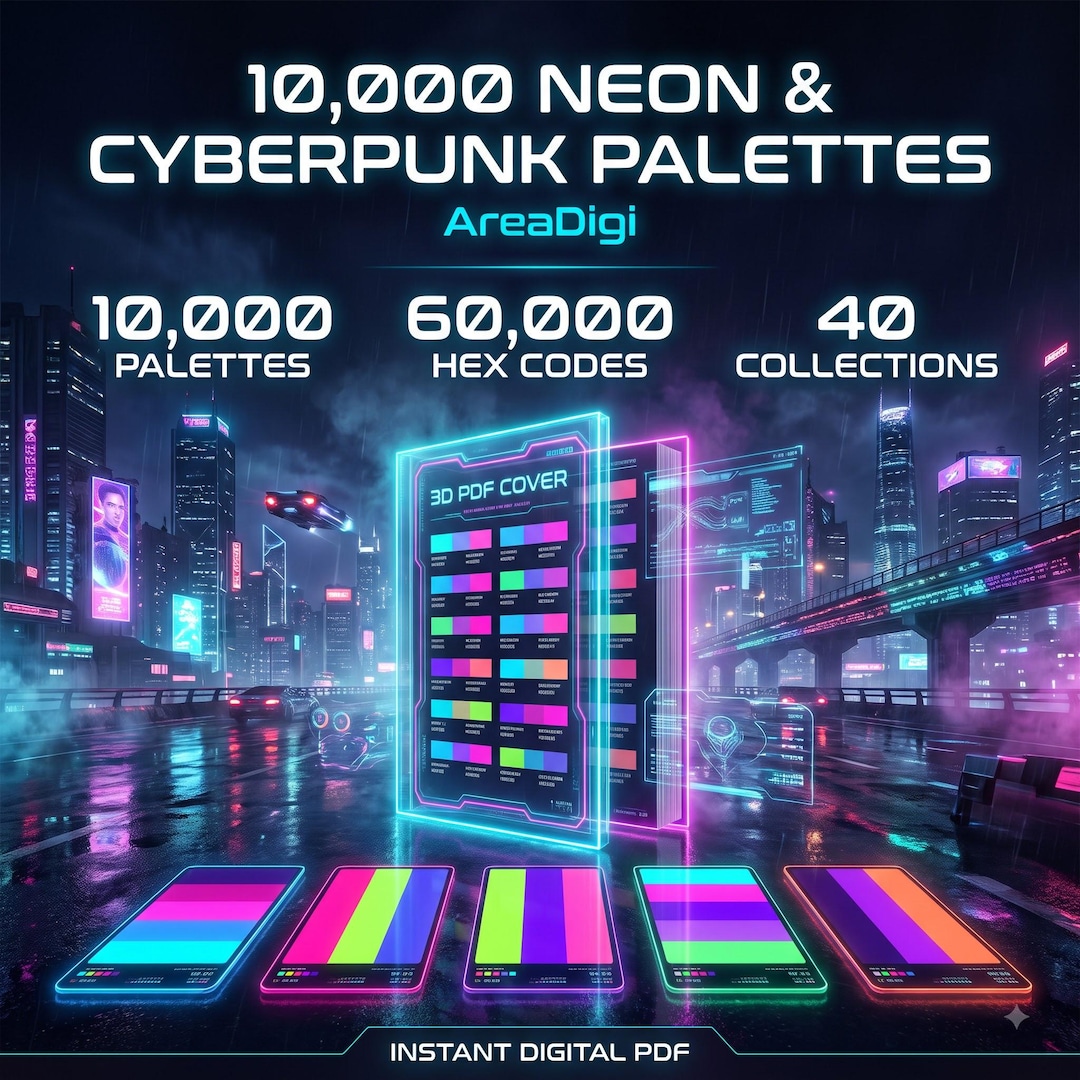 10000 Neon Cyberpunk Color Palettes, Synthwave Dark Mode Color ...