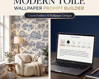 Modern Toile Wallpaper AI Prompt Builder, Seamless Pattern Generator (Instant Download)