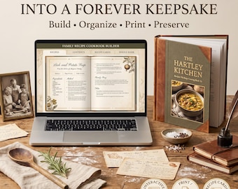 Family Recipe Cookbook Builder: Editable Template, Printable Cards (Instant Download)