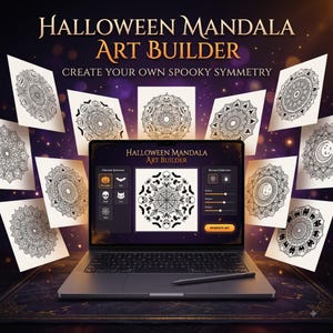 Halloween Mandala Prompt Generator, Spooky AI Art Prompts, Printable Page Creator, Midjourney Prompt Builder