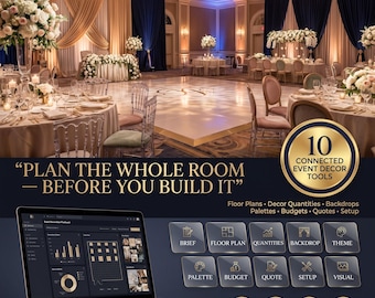 Event Decorator's Toolkit, 10-in-1 Kit, Wedding Planner, Seating Layout Calculator (Digital Download)