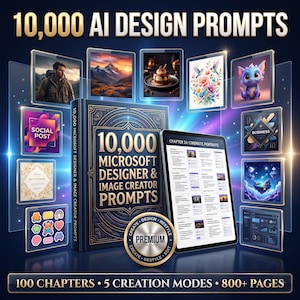 10 000 Microsoft Designer-prompter, Bing Image Creator AI-prompter, Copilot-promptpaket, digital nedladdning