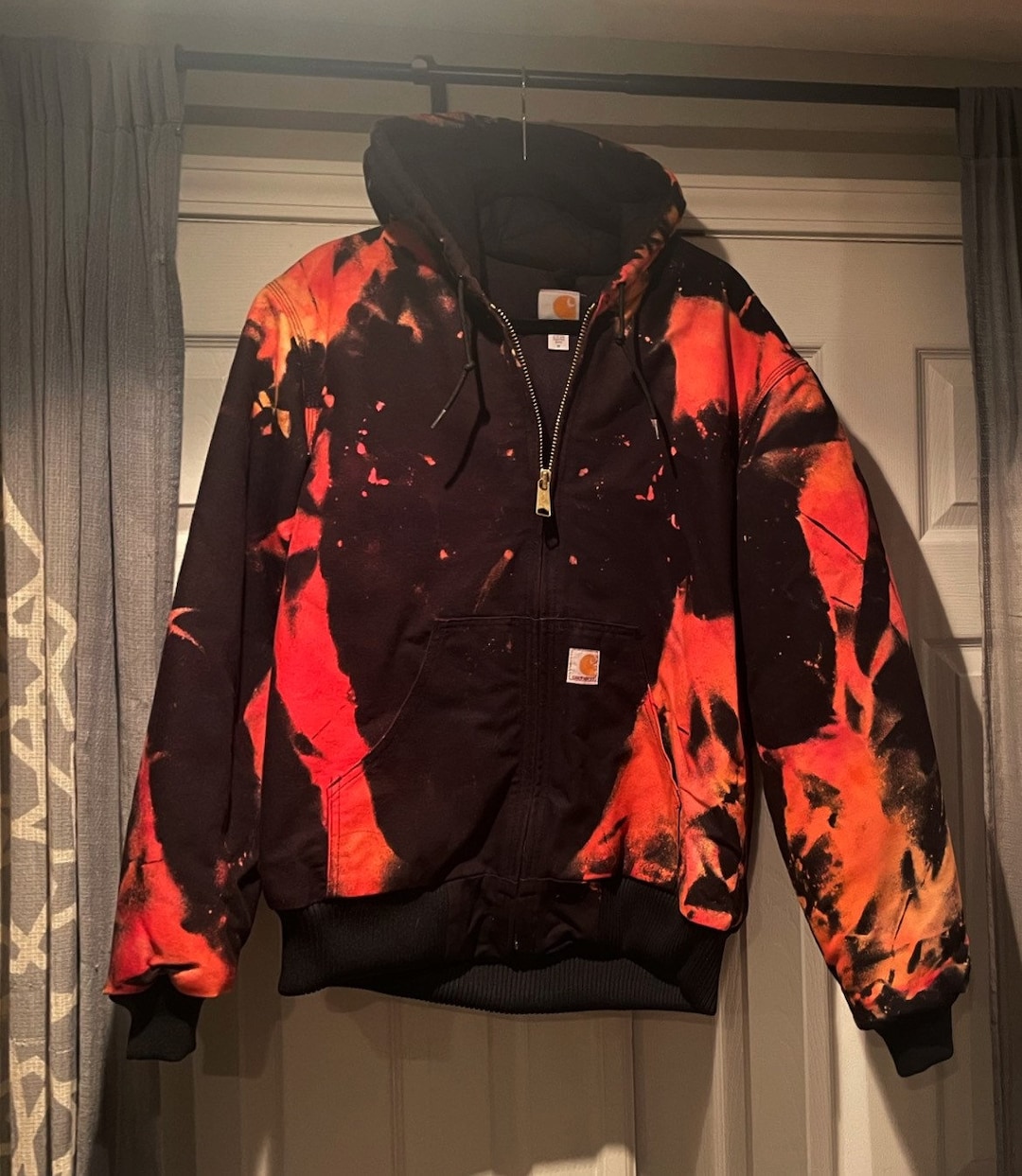 Custom Bleach Dye Carhartt Jacket/ Mens Size Medium Customized Carhartt