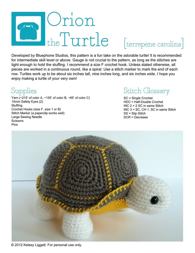 Crochet Pattern: Orion the Turtle image 2