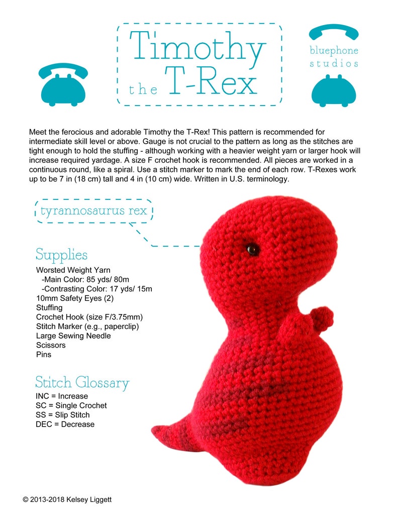 Crochet Pattern: Timothy the T-Rex image 2