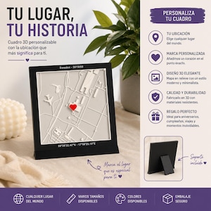 Cuadro 3D Personalizable con Mapa