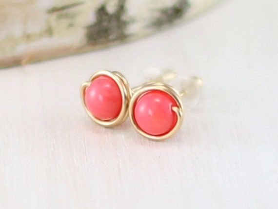 Pink coral earrings best sale
