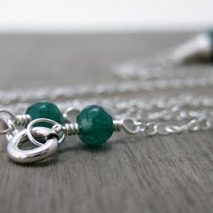 Genuine Emerald Necklace, Sterling Silver Green Emerald Pendant Necklace May Birthstone Jewelry Wire Wrapped image 4