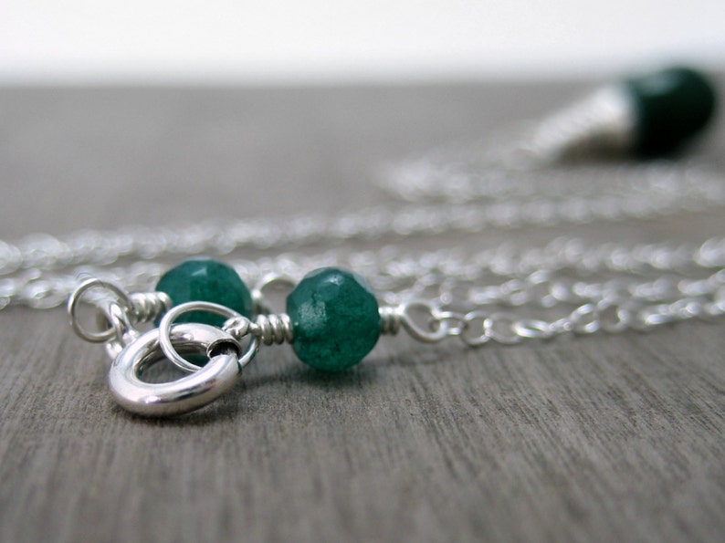 Genuine Emerald Necklace, Sterling Silver Green Emerald Pendant Necklace May Birthstone Jewelry Wire Wrapped image 4