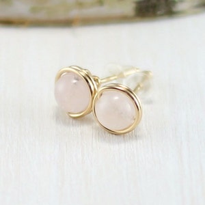 Gold Rose Quartz Earrings, 14k Gold Filled Rose Quartz Stud Earrings Rose Quartz Jewelry Rose Quartz Post Earrings