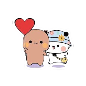 Kiss-Cut Stickers, Cute Bears Bubu and Dudu, Love Affection, Adorable Animal Decals, Scrapbooking Stickers, Planner Stickers, Laptop Decals,