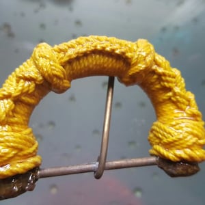 Belt Buckle - Yellow, Nautical look, Coastal, fancy ropework #900
