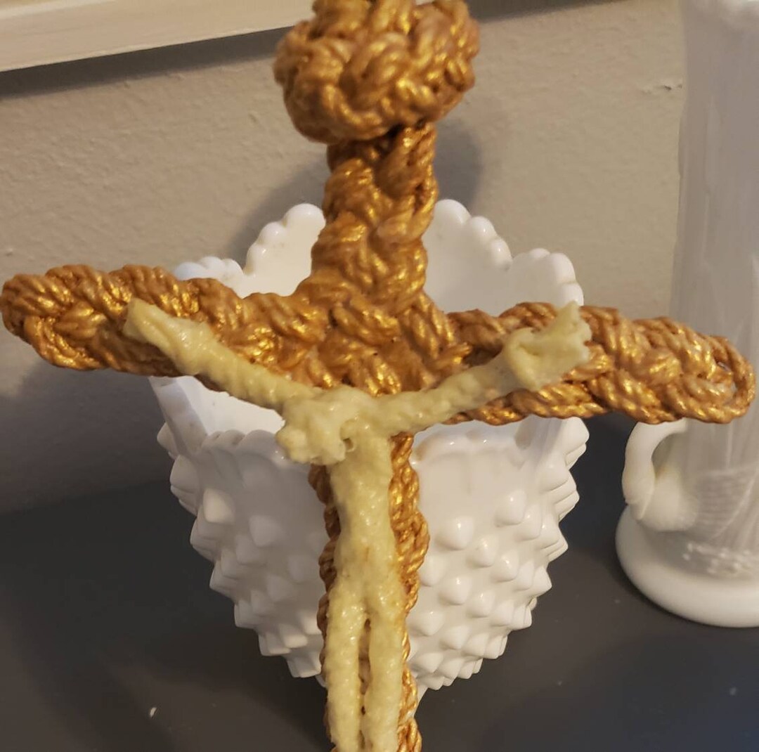 Gold Cross Wall Hanging Nautical Knots Unique Cross Etsy