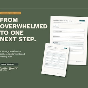 ADHD Student Planner, Assignment Tracker, Executive Function Workflow (Digital Download)