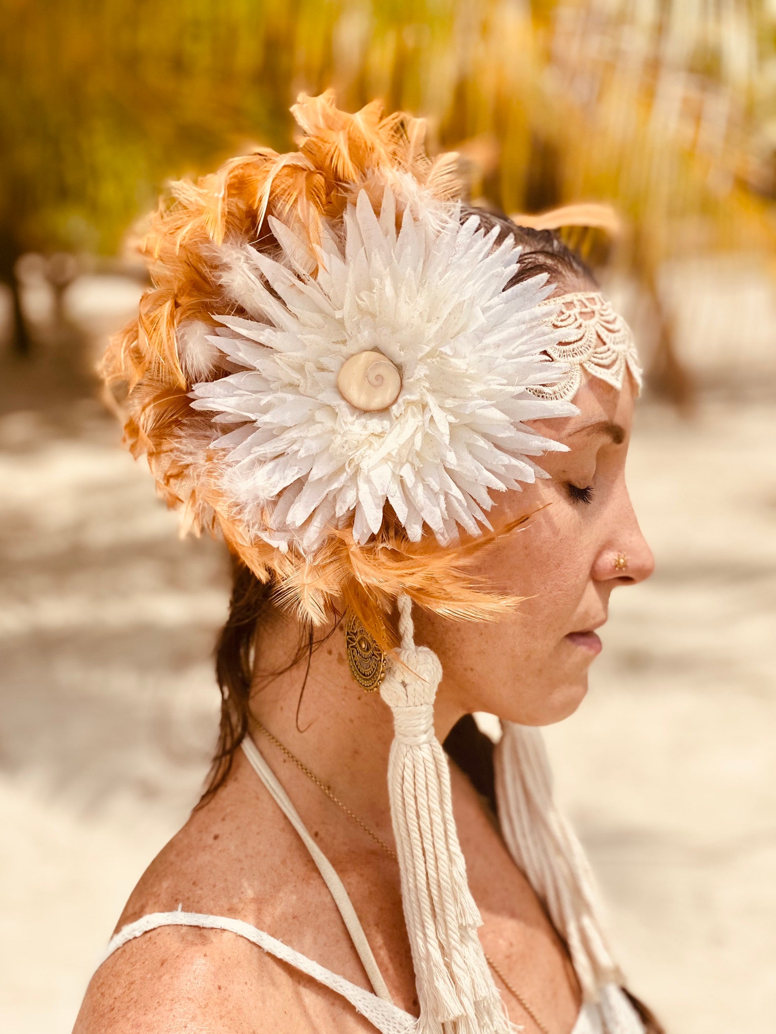 White Daisy Flower Headdress Princess Leah With Lace and Etsy