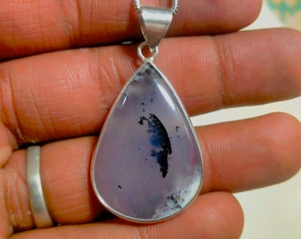 Dendrite Agate 925 Sterling Silver Pendant Size (24x34 MM)
