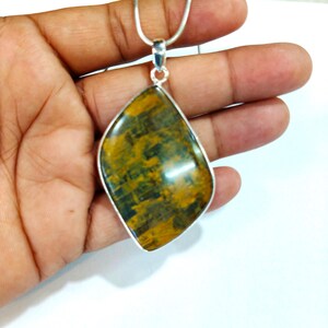 Natural Pietersite Nellite  Pendant 92.5 Sterling Silver Pendant Natural Gemstone From Namibia Fancy  Shape Size 38x53 MM