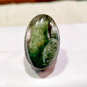 Oval Garden Quartz Ring: Sterling Silver Statement Ring (20x31 MM)