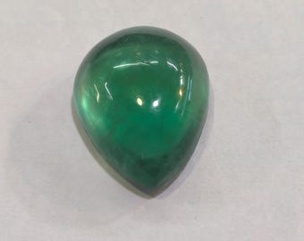 Natural Green Fluorite Gemstone: 67.65 Carat Pear Cabochon, 23x30mm