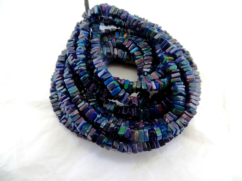 Black Ethiopian Opel 17 Inches Line 2 String 138.8 Caret good Quality Smooth polish Uncut Beads Size 4x6 mm