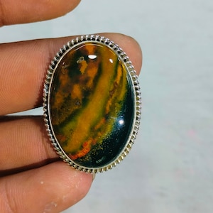 Oval Bloodstone Statement Ring: 925 Sterling Silver (24x35 MM)