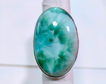 Natural Hemimorphite Sterling Silver Ring: Handmade Gemstone Jewelry Stone Size (25x40 MM)