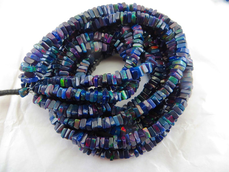 Black Ethiopian Opel 17 Inches Line 2 String 138.8 Caret good Quality Smooth polish Uncut Beads Size 4x6 mm